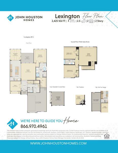 2D floor plan layout for the Lexington by John Houston Homes in Vista Point - Phase 1, Grandview, TX (Image 3).