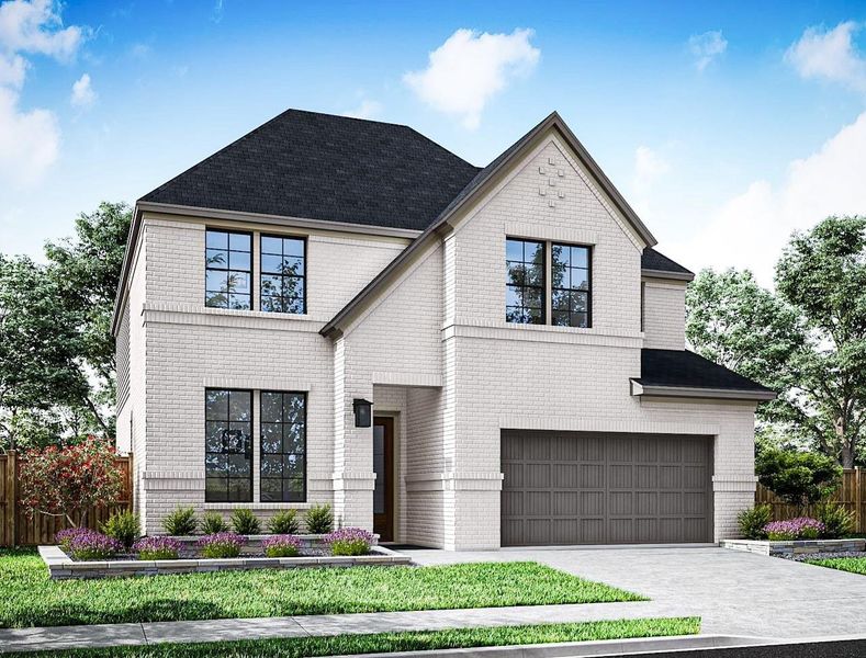 Front exterior of a new home in Tompkins Reserve, Katy, TX, highlighting curb appeal (Image 1). Front exterior of a new home in Tompkins Reserve, Katy, TX, highlighting curb appeal (Image 1).