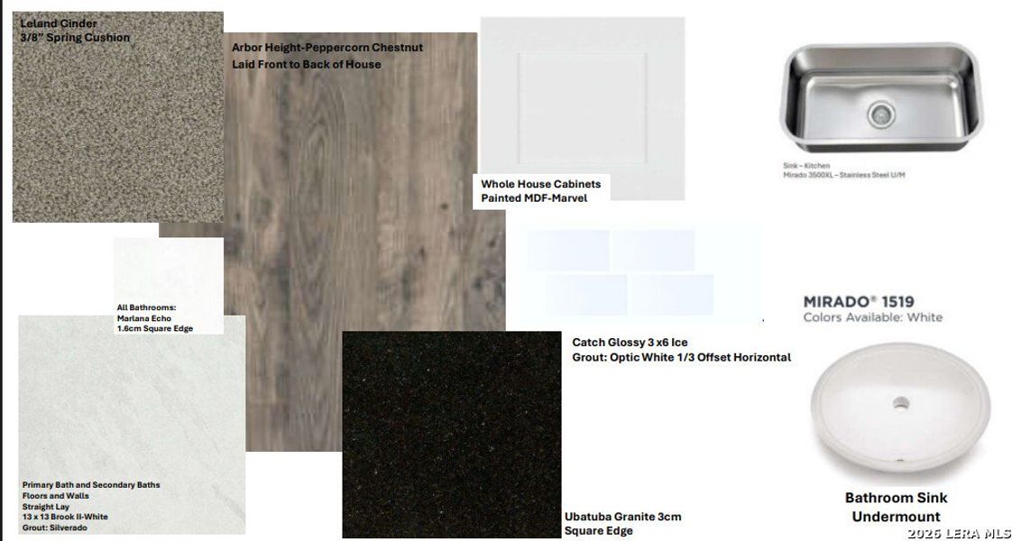 Sample of building materials used in homes in The Parklands, Schertz (Image 4).