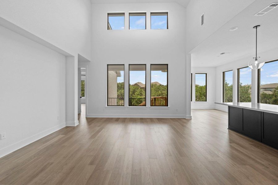 Family Room with soaring ceiling