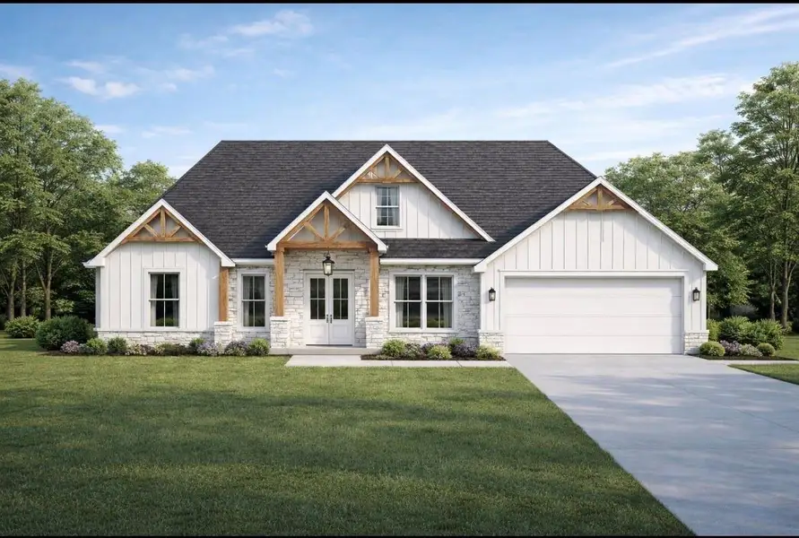 Front exterior of a new home in , Coldspring, TX, highlighting curb appeal (Image 1). Front exterior of a new home in , Coldspring, TX, highlighting curb appeal (Image 1).