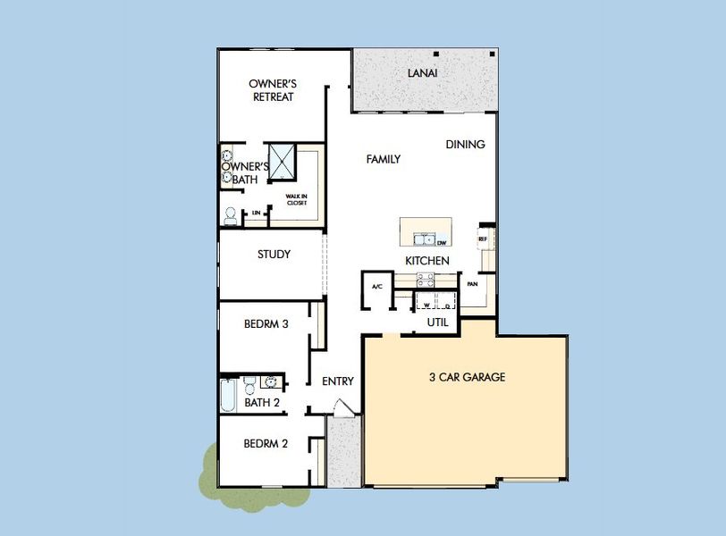 2D floor plan layout for the The Wonderland by David Weekley Homes in The Preserve at Laurelton – The Canopy Collection, Green Cove Springs, FL (Image 3). 2D floor plan layout for the The Wonderland by David Weekley Homes in The Preserve at Laurelton – The Canopy Collection, Green Cove Springs, FL (Image 3).