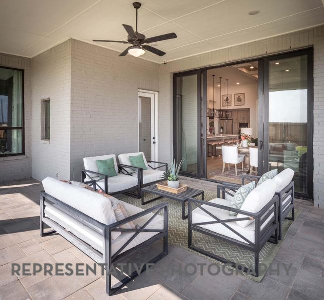 View of patio / terrace featuring outdoor lounge area and a ceiling fan View of patio / terrace featuring outdoor lounge area and a ceiling fan