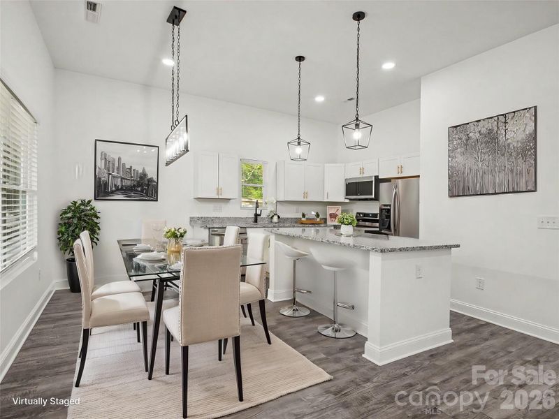 Virtually Staged - Dining and Kitchen Virtually Staged - Dining and Kitchen