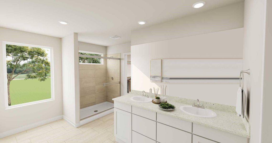 Furnished interior view inside a new home in The Cove at Mason Woods, Cypress (Image 9). Furnished interior view inside a new home in The Cove at Mason Woods, Cypress (Image 9).