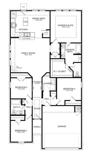 2D floor plan layout for the Wilson by First America Homes in Liberty Estates, Cleveland, TX (Image 33).
