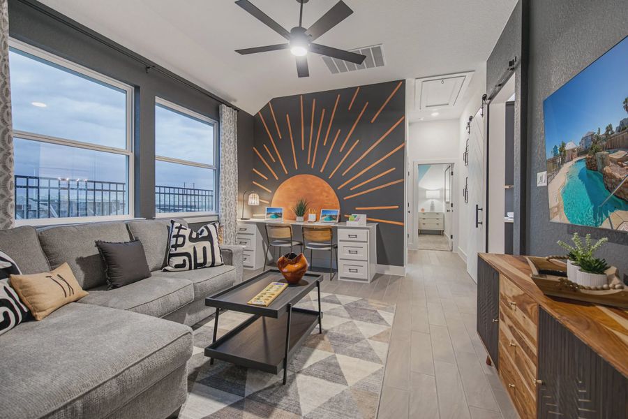 Representative furnished interior of a home built from the Charlene by Chesmar Homes in Meyer Ranch, New Braunfels (Image 16).
