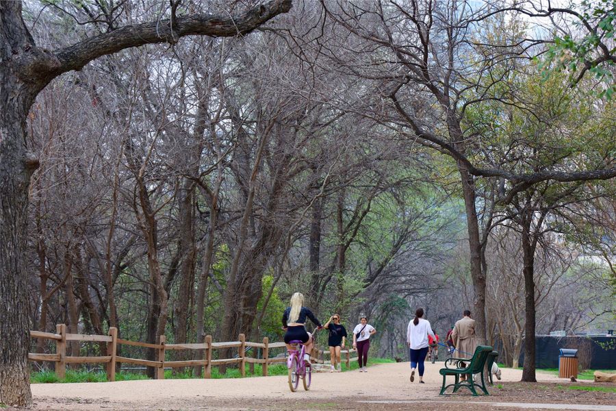 The Ann and Roy Butler Hike-and-Bike Trail is just steps away from Vesper!