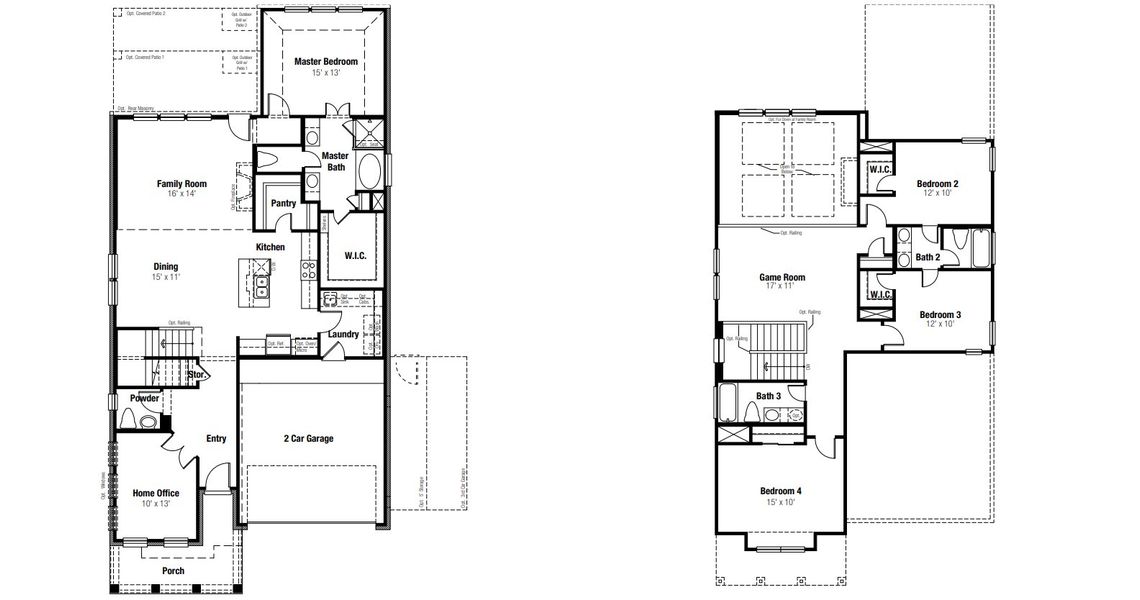2D floor plan layout for the Quinley by Scott Felder Homes in Windsong, Boerne, TX (Image 3).
