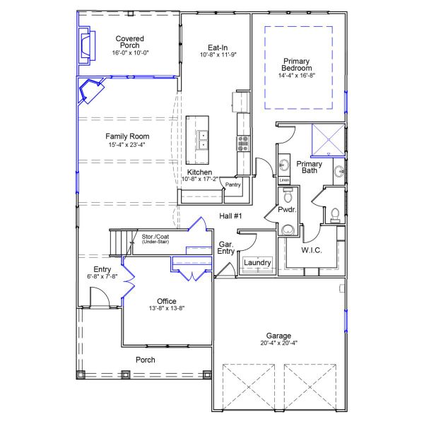 2D floor plan layout of this home in Indigo at Abbey Preserve, Wilmington, NC (Image 3).