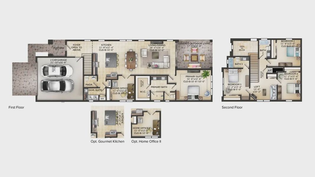 2D floor plan layout for the Lucerne II by Jones Homes USA in Reserve at Twin Lakes, St. Cloud, FL (Image 2). 2D floor plan layout for the Lucerne II by Jones Homes USA in Reserve at Twin Lakes, St. Cloud, FL (Image 2).