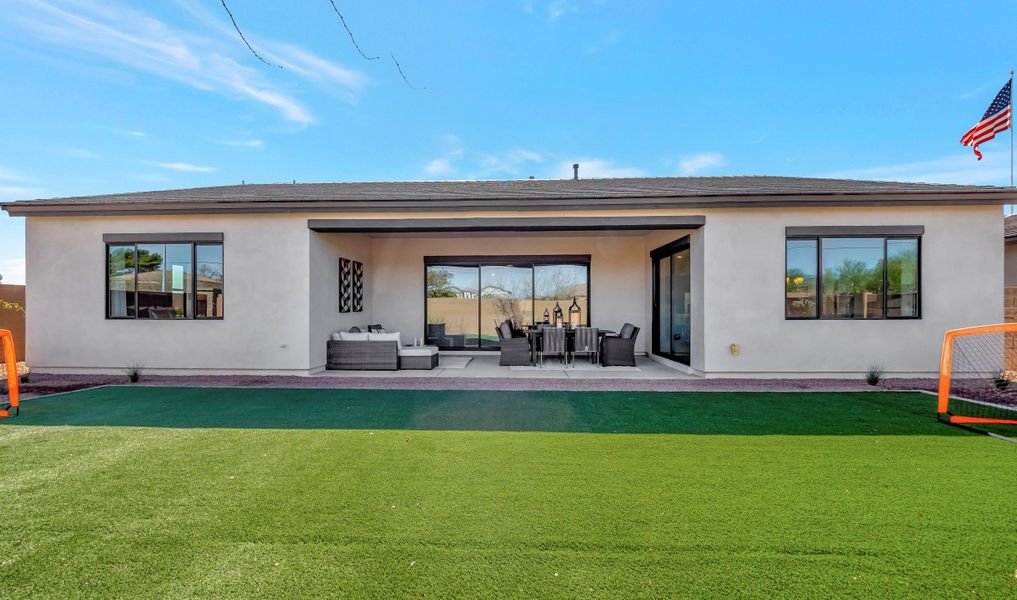 Backyard with covered patio