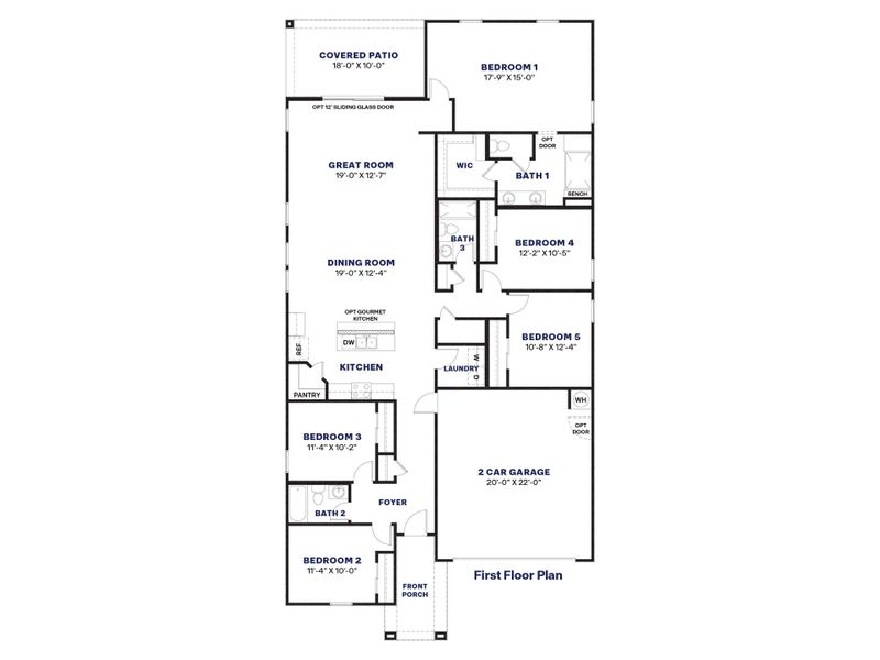 2D floor plan layout for the Laveen by D.R. Horton in The Ridge at Stone Butte, Phoenix, AZ (Image 5).