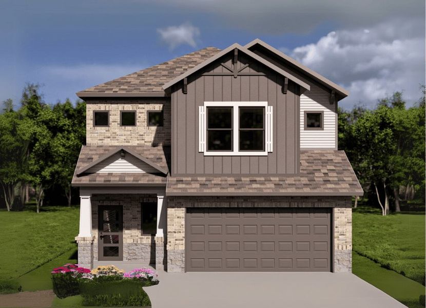 Front exterior of a home in the Harmony Cove community, located in Humble, TX (Image 8). Front exterior of a home in the Harmony Cove community, located in Humble, TX (Image 8).