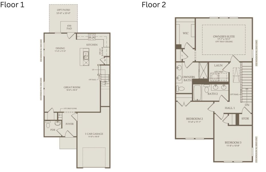 2D floor plan layout of this home in Poets Walk, Whitsett, NC (Image 4).