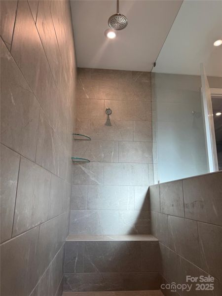 Owner Spa Shower features both wall and rain shower heads