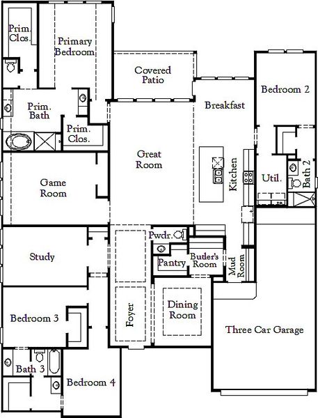 2D floor plan layout for the Newport II by Coventry Homes in Megan's Landing, Castroville, TX (Image 3).