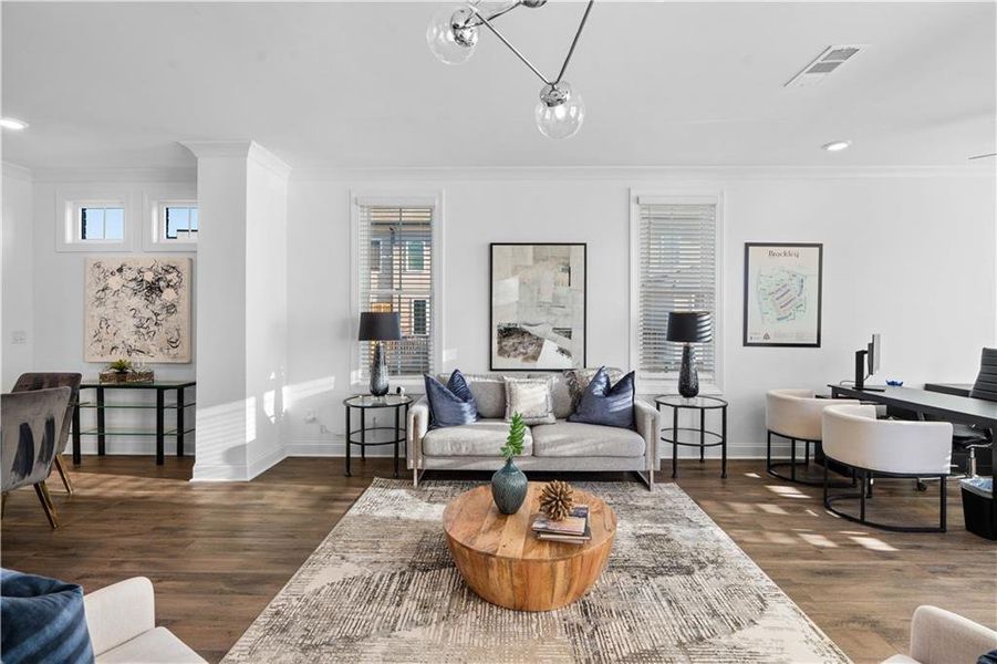 Furnished interior view inside a new home in Brackley Townhomes, Cumming (Image 77). Furnished interior view inside a new home in Brackley Townhomes, Cumming (Image 77).