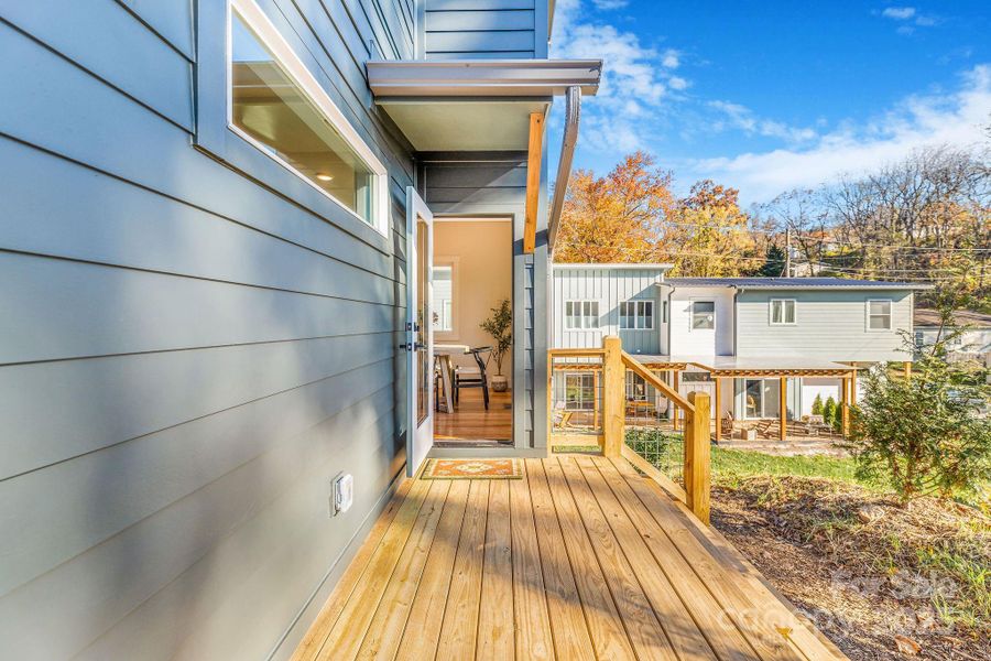 Exterior details and patio area of a home in , Asheville (Image 28).
