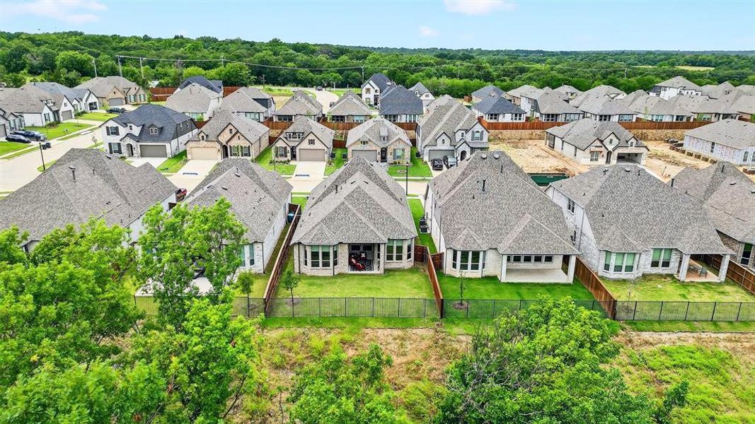 Aerial perspective of suburban area Aerial perspective of suburban area