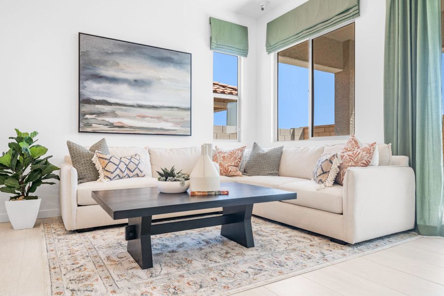 Great Room | Brisa Model Home | Mira Vista at Victory in Buckeye, AZ by Landsea Homes
