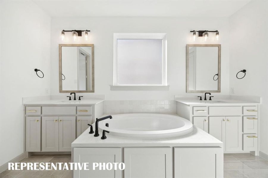You'll enjoy ample room for two in this lovely owner's bath.  REPRESENTATIVE PHOTO