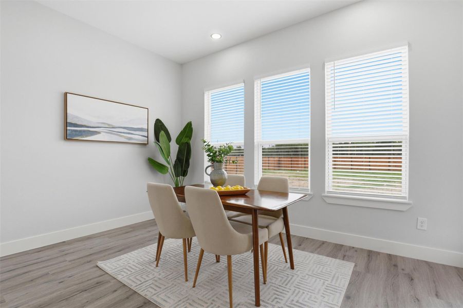 Bright room with light gray walls and recessed lighting