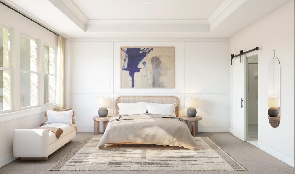 Tranquil primary suite (*Artist rendering used for illustration purposes only.)