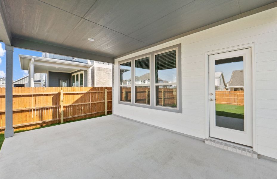 Exterior details and patio area of a home in Santa Rita Ranch, Liberty Hill (Image 18). Exterior details and patio area of a home in Santa Rita Ranch, Liberty Hill (Image 18).