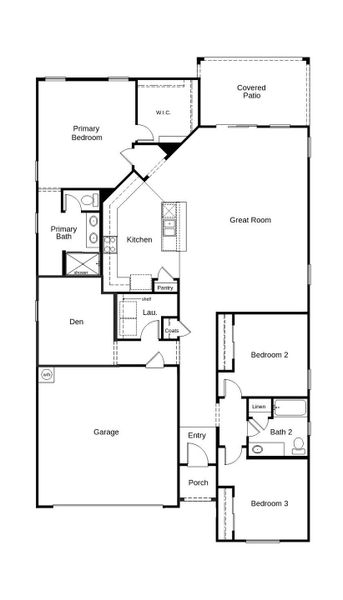 2D floor plan layout of this home in Skyline Village Enclaves, San Tan Valley, AZ (Image 2).