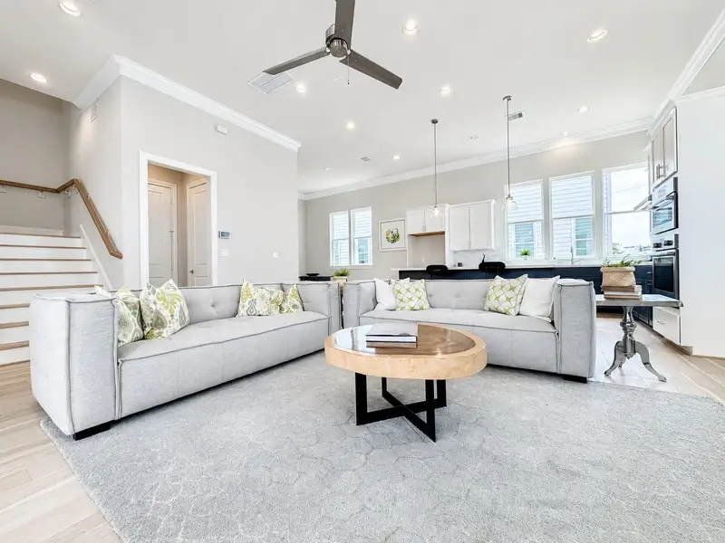 This spacious second floor living area is bathed in natural light!