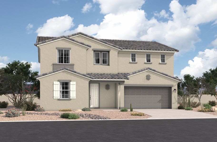 Representative exterior photo of a completed home built from the Remerton by Beazer Homes in Tirreno at IronWing: Tirreno, Litchfield Park, AZ (Image 12). Representative exterior photo of a completed home built from the Remerton by Beazer Homes in Tirreno at IronWing: Tirreno, Litchfield Park, AZ (Image 12).