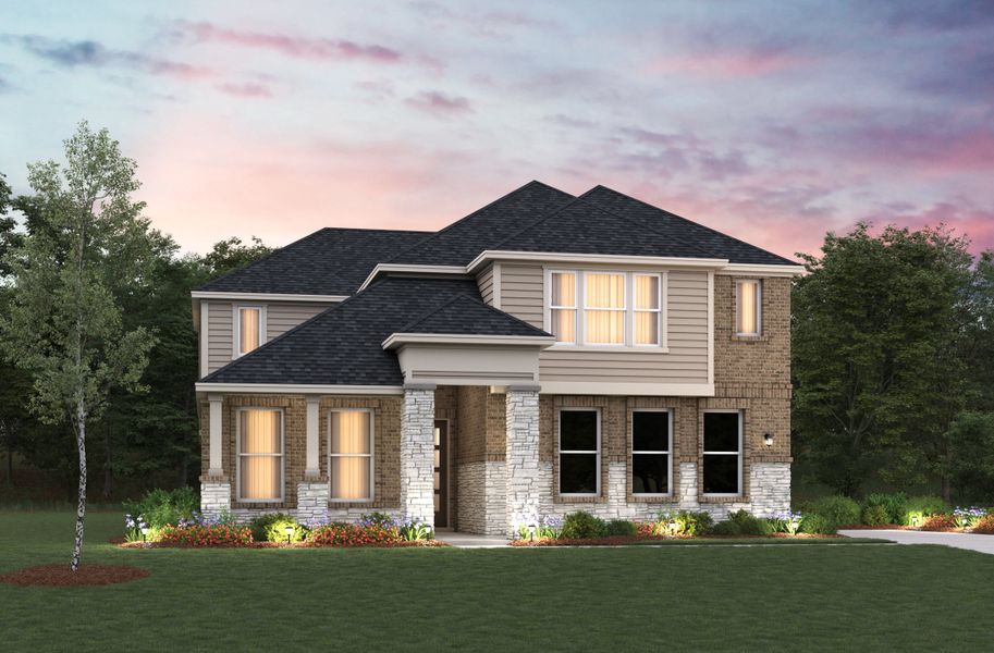 Representative exterior photo of a completed home built from the Summerfield by Beazer Homes in Timber Hollow, Magnolia, TX (Image 2). Representative exterior photo of a completed home built from the Summerfield by Beazer Homes in Timber Hollow, Magnolia, TX (Image 2).