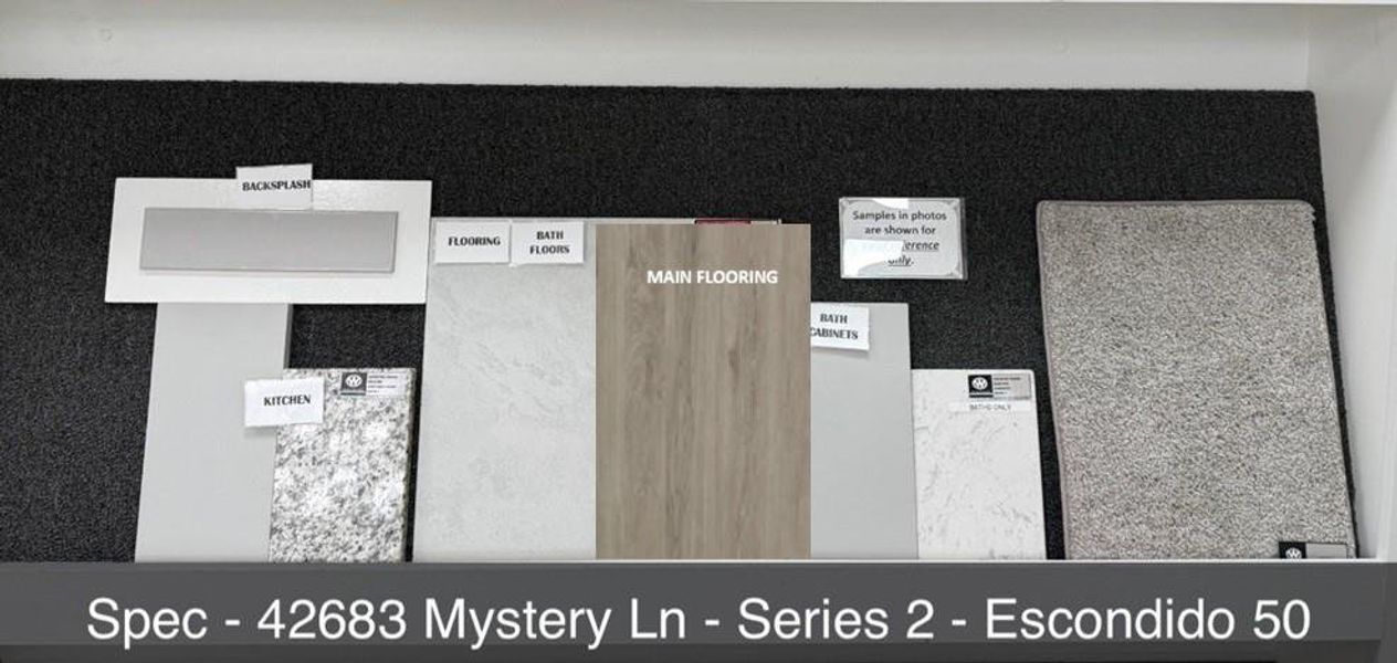 Sample of building materials used in homes in Escondido, Magnolia (Image 3). Sample of building materials used in homes in Escondido, Magnolia (Image 3).