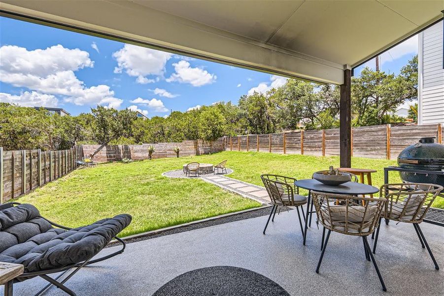 Relax on the covered patio.