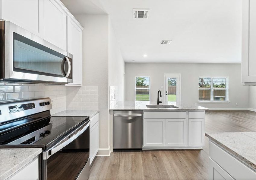 The kitchen of the Rio Grande has gorgeous white wood cabinetry. The kitchen of the Rio Grande has gorgeous white wood cabinetry.