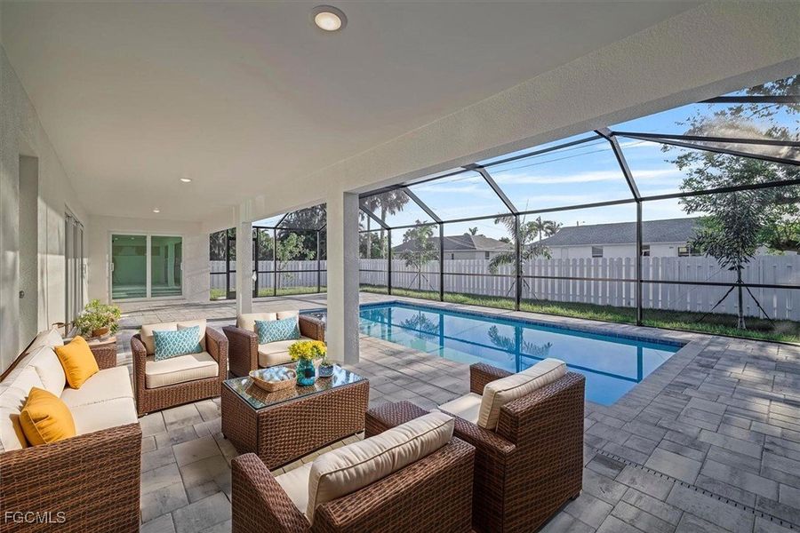 Exterior details and patio area of a home in Cape Coral, Cape Coral (Image 2).