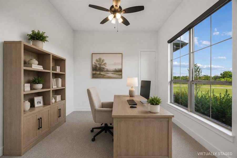 Office is on the right upon entering the home.