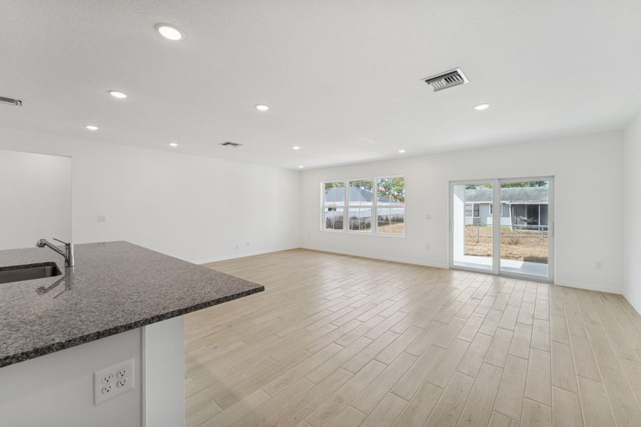 Kitchen, Great Room and Dining Area
