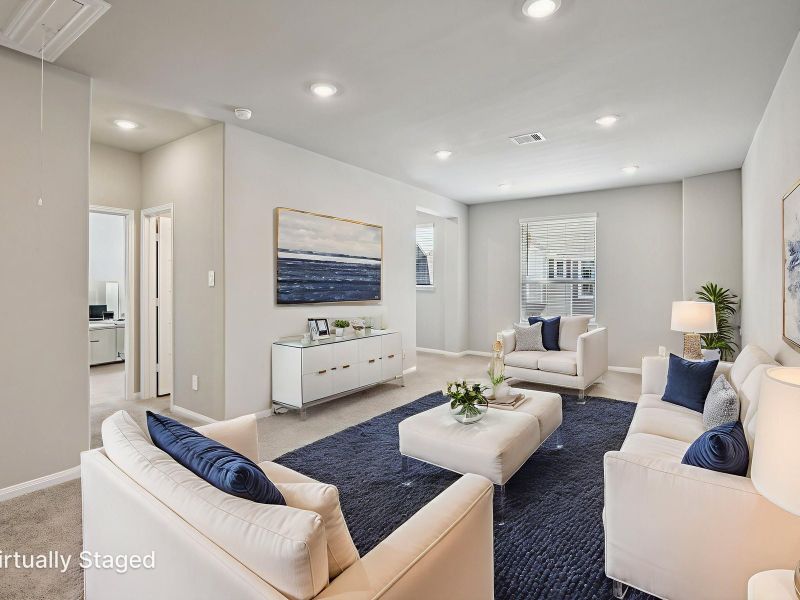 Furnished interior view inside a new home in Pinewood Trails - Luxe Series, Atascocita (Image 3). Furnished interior view inside a new home in Pinewood Trails - Luxe Series, Atascocita (Image 3).