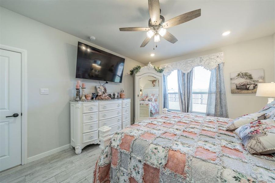 Bedroom featuring ceiling fan