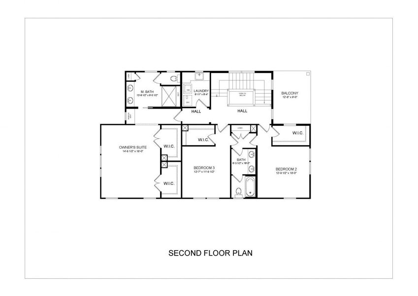 2D floor plan layout for the The Nadin by Avencia Homes in Riverwalk, Rock Hill, SC (Image 4).