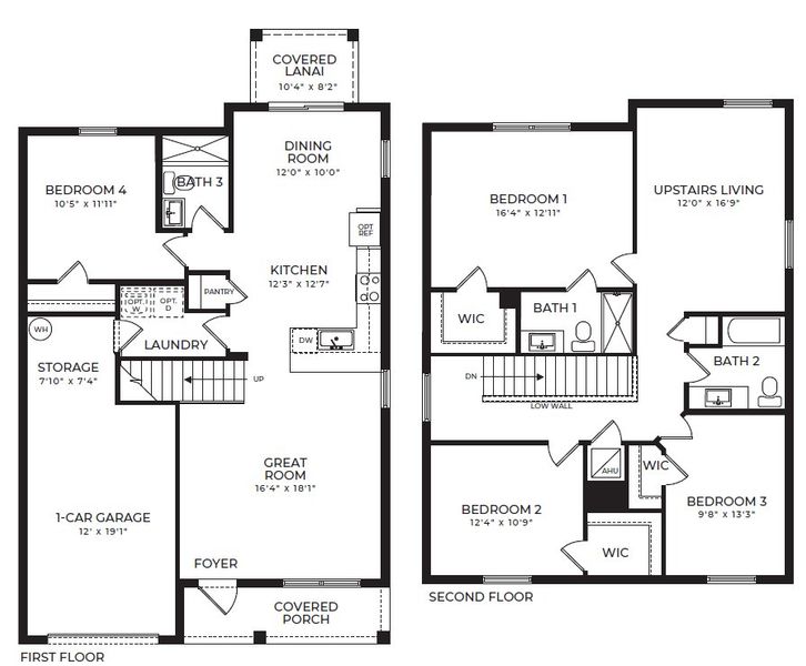 2D floor plan layout of this home in Hunters Manor, Pompano Beach, FL (Image 2).