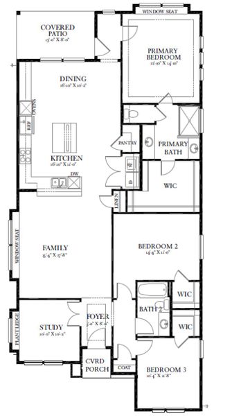 2D floor plan layout for the Balboa by Pacesetter Homes in Easton Park, Austin, TX (Image 3).