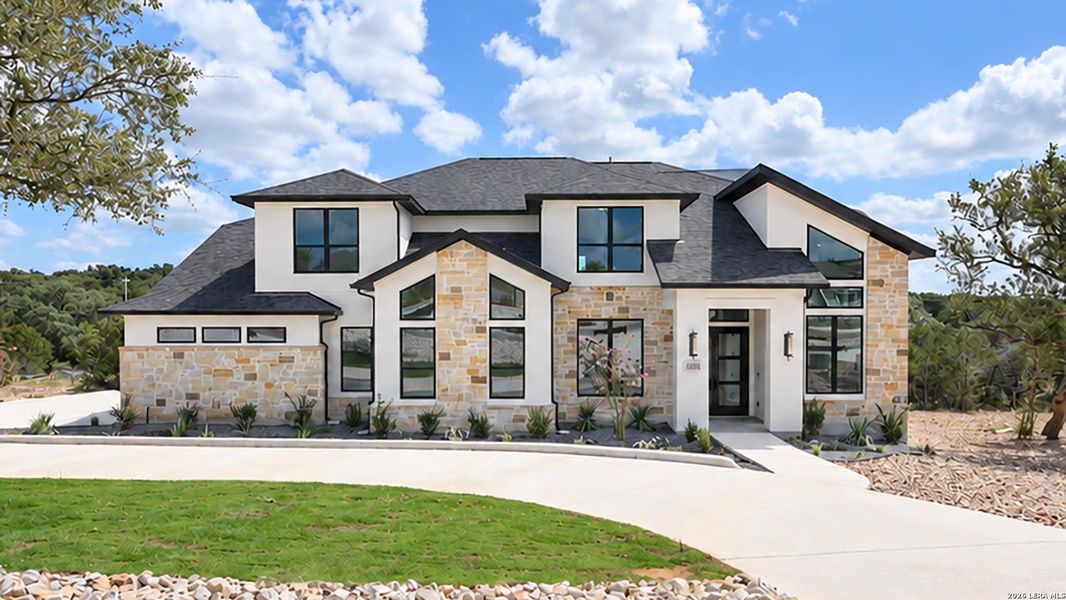 Front exterior of a new home in , New Braunfels, TX, highlighting curb appeal (Image 22).