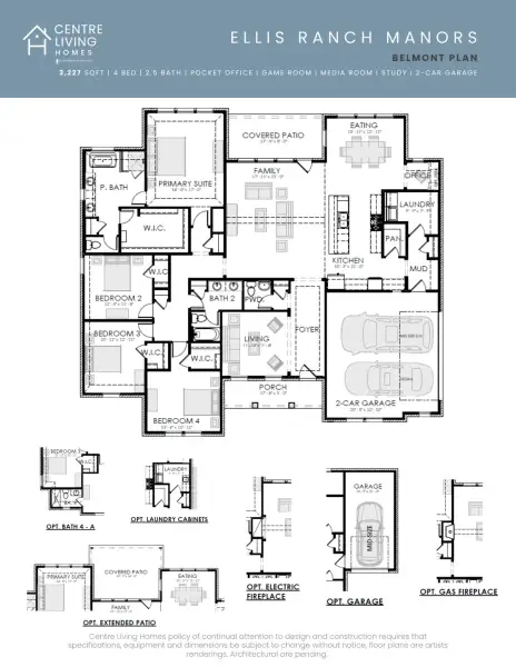 2D floor plan layout for the Belmont by Centre Living Homes in Ellis Ranch Manors, Waxahachie, TX (Image 3). 2D floor plan layout for the Belmont by Centre Living Homes in Ellis Ranch Manors, Waxahachie, TX (Image 3).