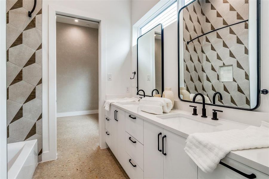 Bathroom with dual vanity