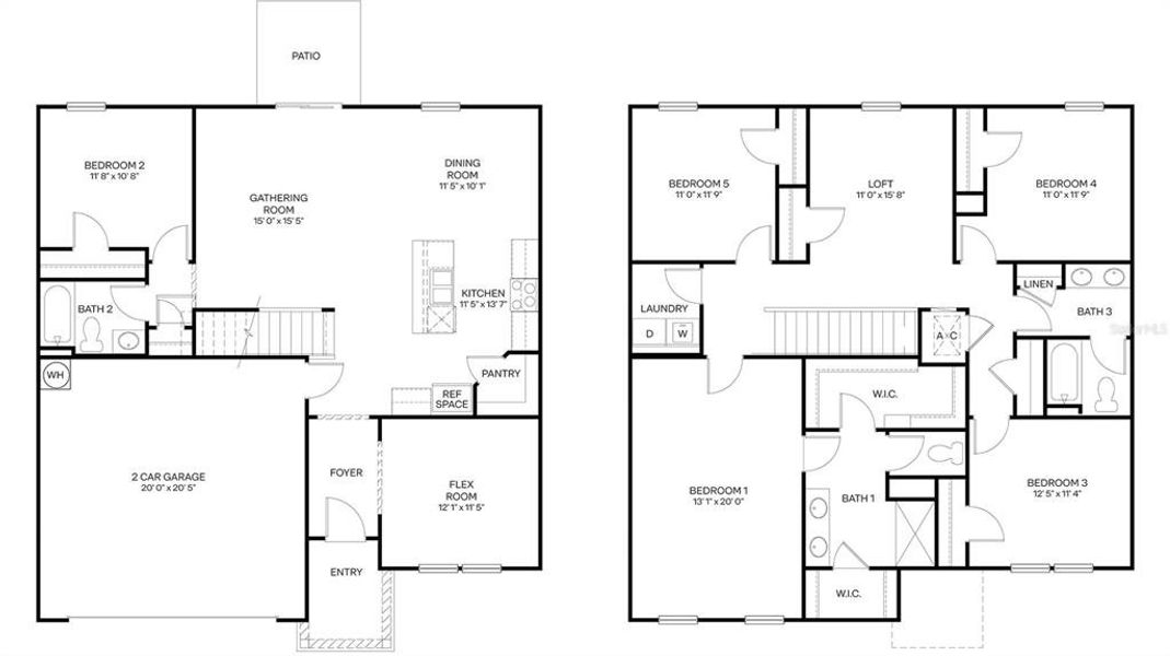 2D floor plan layout of this home in Sawmill Branch, Palm Coast, FL (Image 4).