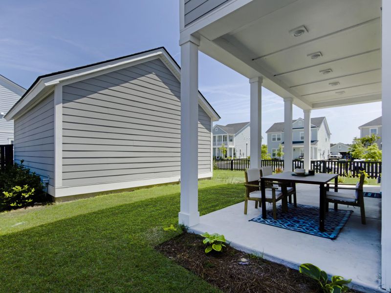 Exterior details and patio area of a home in Carnes Crossroads, Summerville (Image 3). Exterior details and patio area of a home in Carnes Crossroads, Summerville (Image 3).
