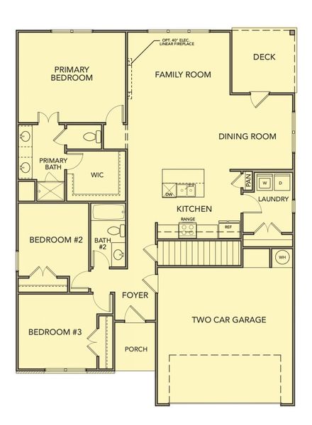 2D floor plan layout for the Willow by Kerley Family Homes in Pevensie Manor, Powder Springs, GA (Image 4).